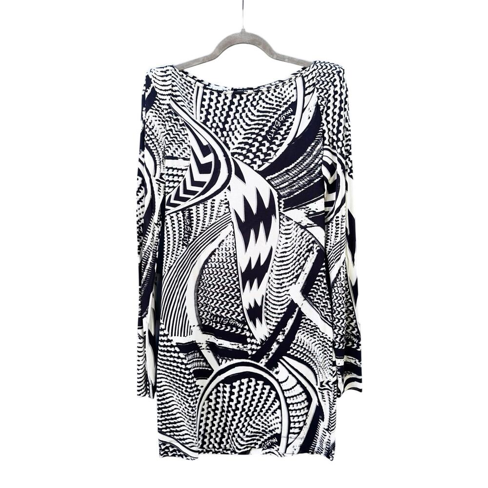 Vintage Y2K MISS SIXTY Jersey Abstract Print Long Sleeve Sheath Dress Medium M